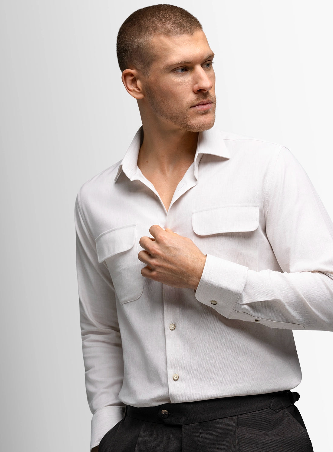Piercarlo Vanilla Cotton/Linen Shirt