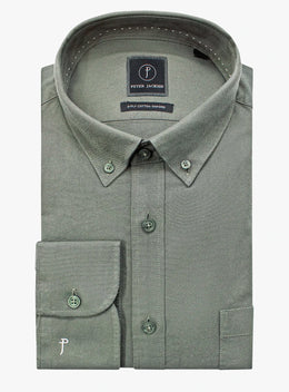 Paolo Slim Fit Oxford Olive Shirt