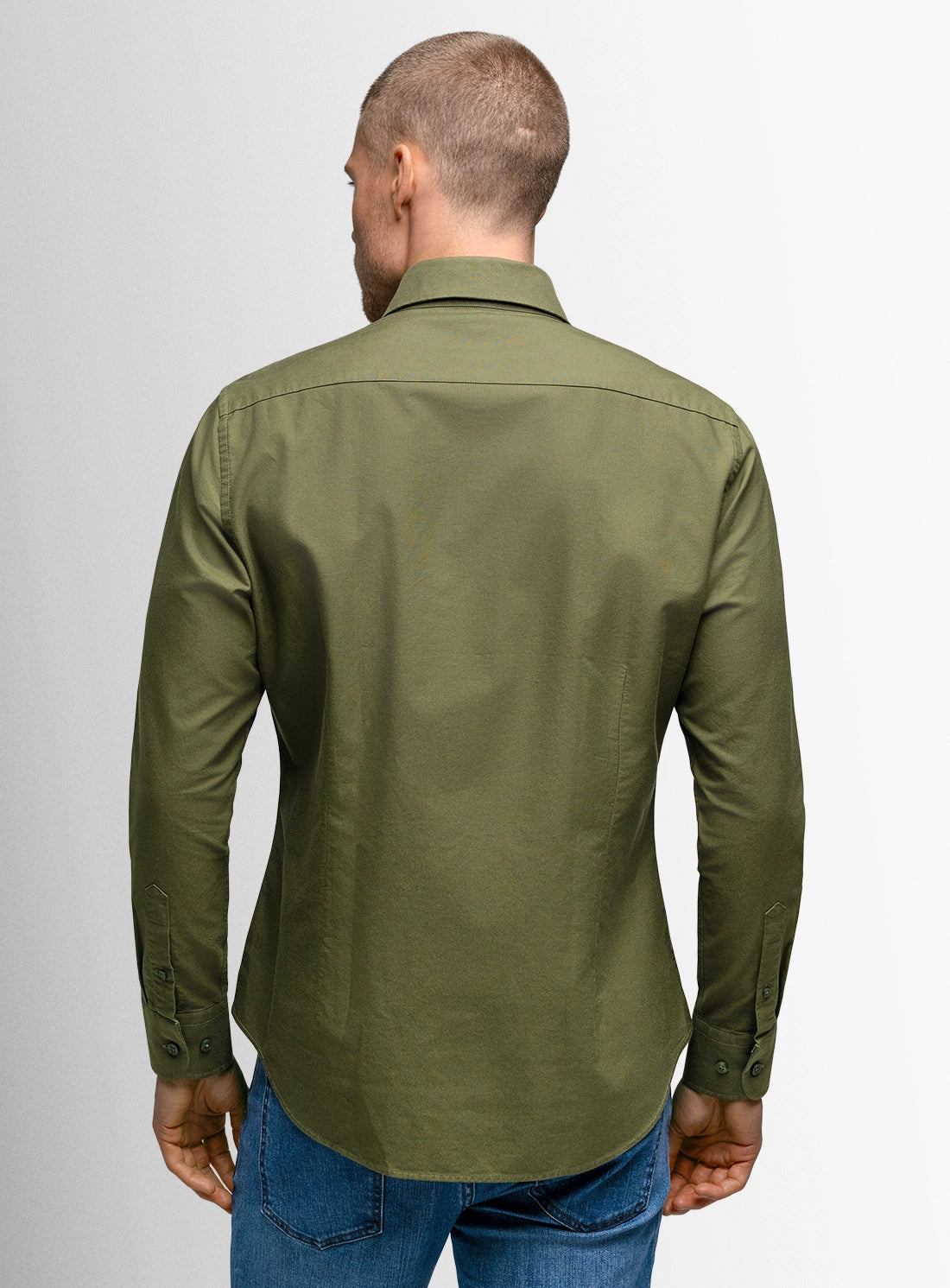 Piero Slim Fit Khaki Green Shirt