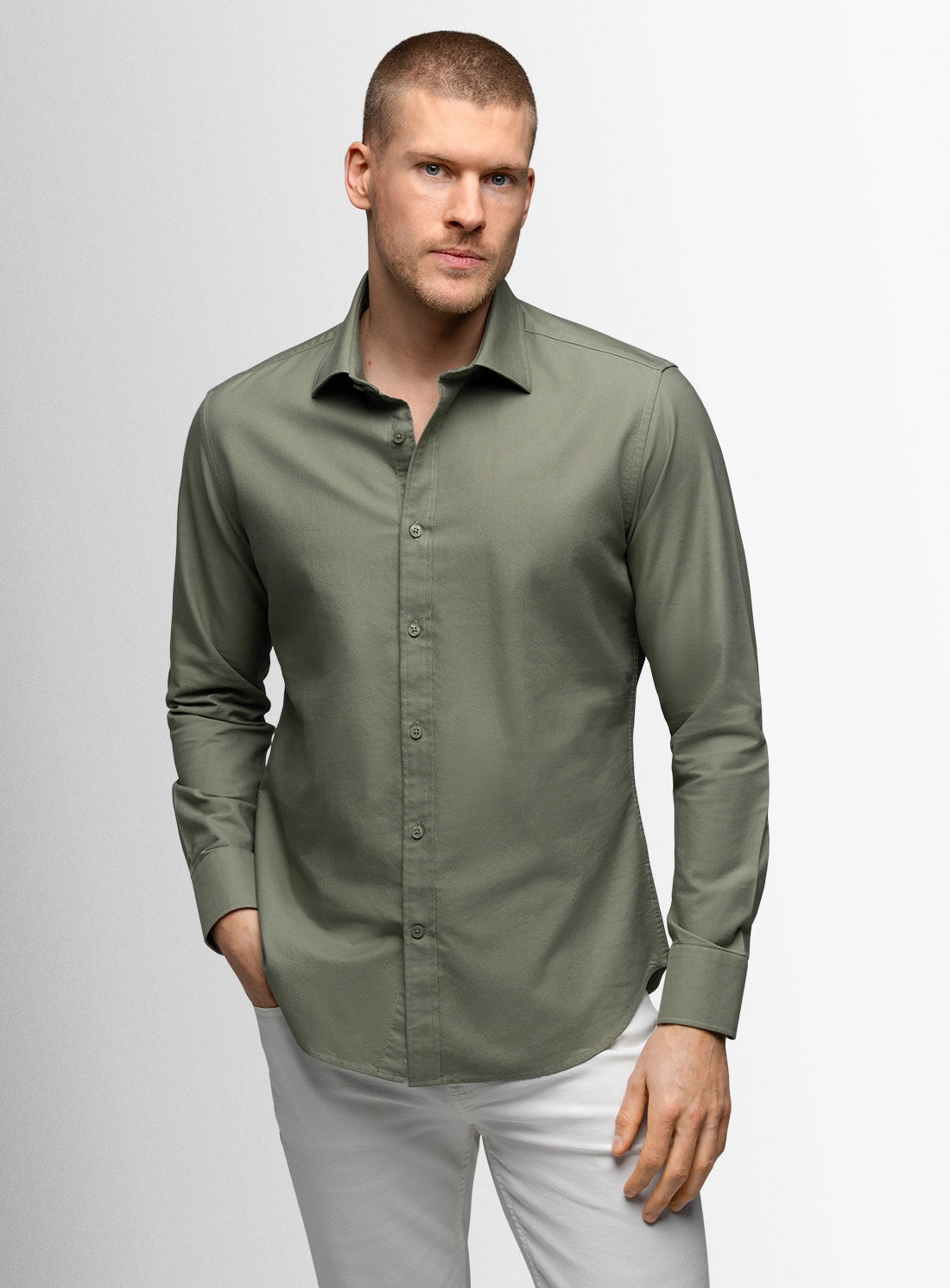 Piero Slim Fit Sage Green Shirt Piero Slim Fit Sage Green Shirt