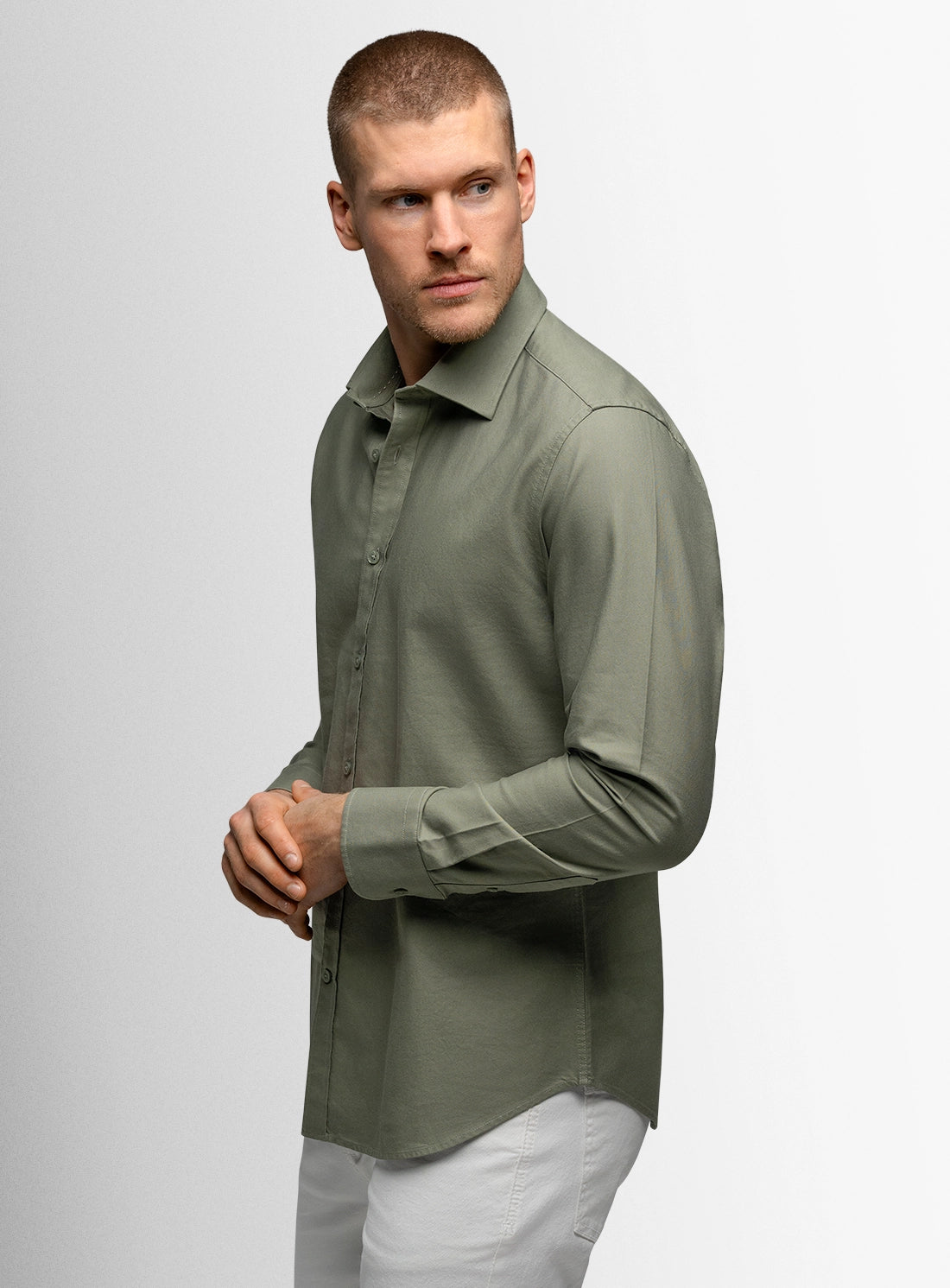 Piero Slim Fit Sage Green Shirt
