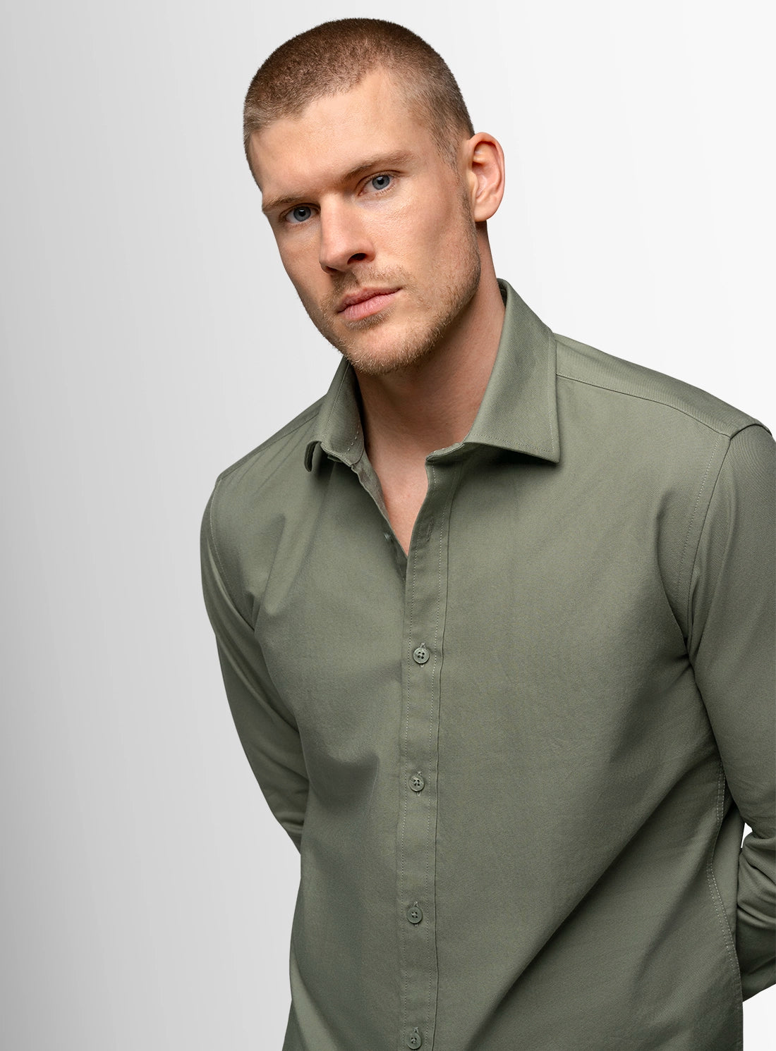 Piero Slim Fit Sage Green Shirt