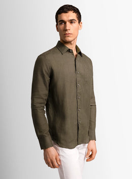 Linen Long Sleeve Khaki Shirt