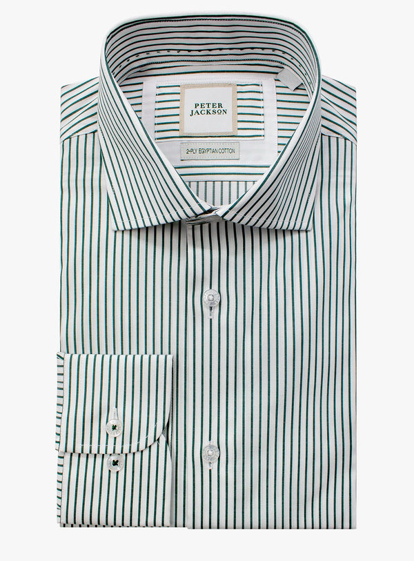 Striped dress shirt with a Peter Jackson label on a white background