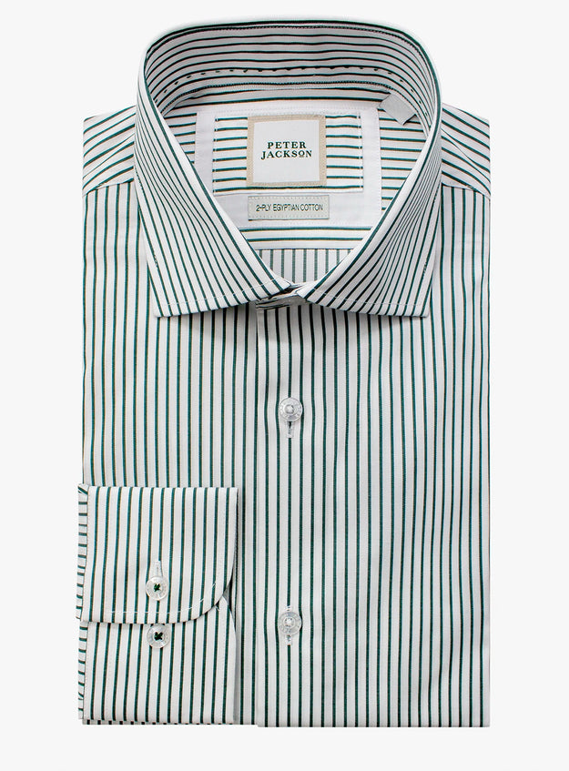 Striped dress shirt with a Peter Jackson label on a white background