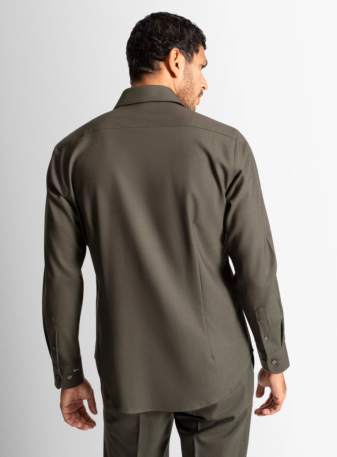 Piero Wool Twill Green Shirt