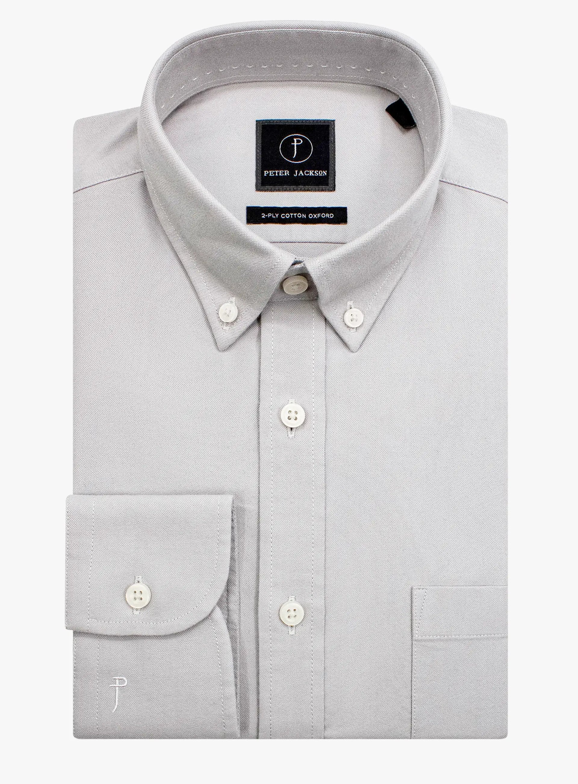 Paolo Slim Fit Oxford Silver Shirt