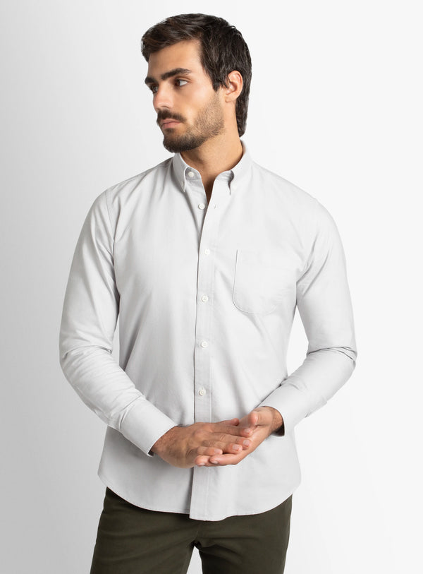 Paolo Slim Fit Oxford Silver Shirt