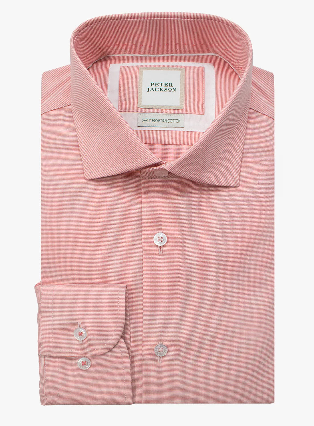 Orange dress shirt with a Peter Jackson label on a white background