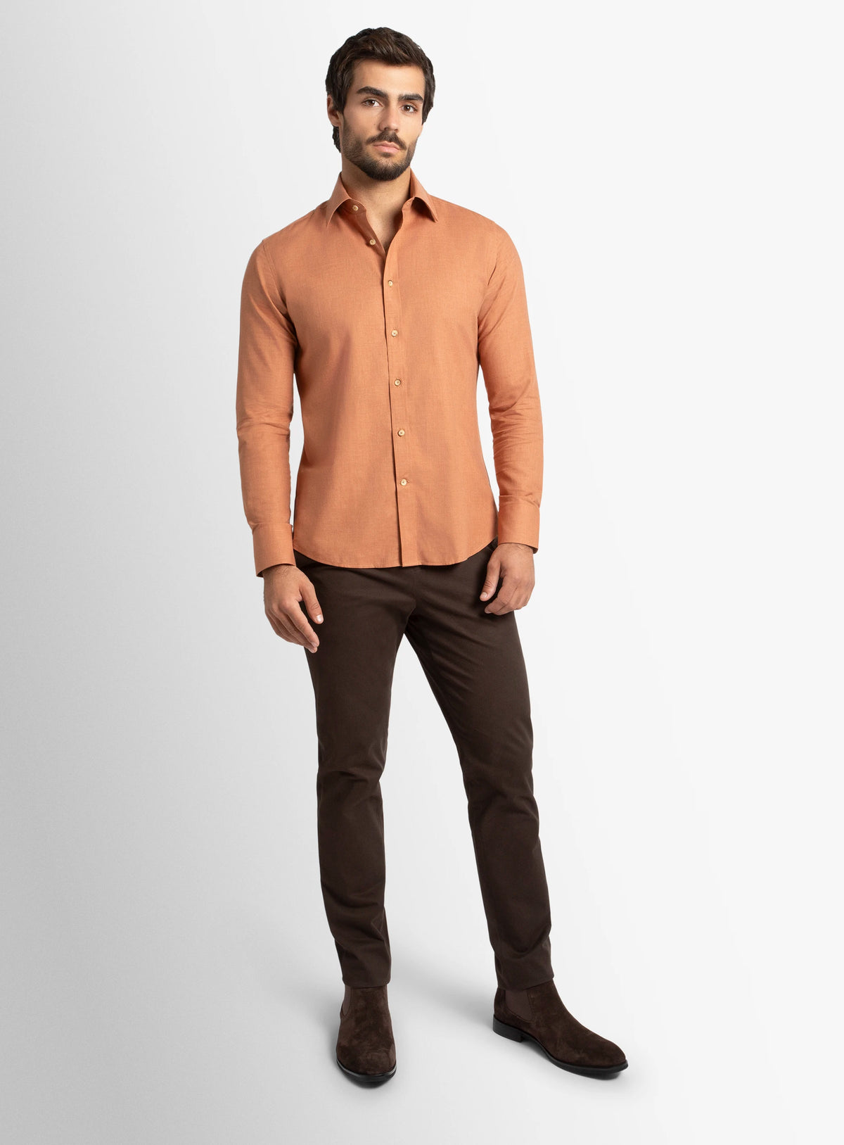mens orange dress shirt Piero Slim-Fit Orange Shirt