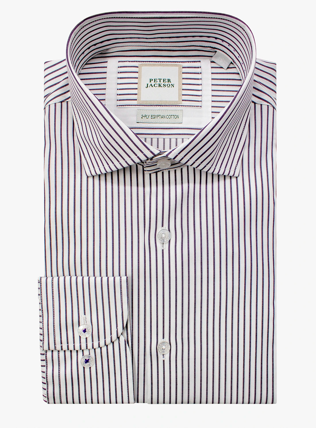 Striped dress shirt with Peter Jackson label on a white background