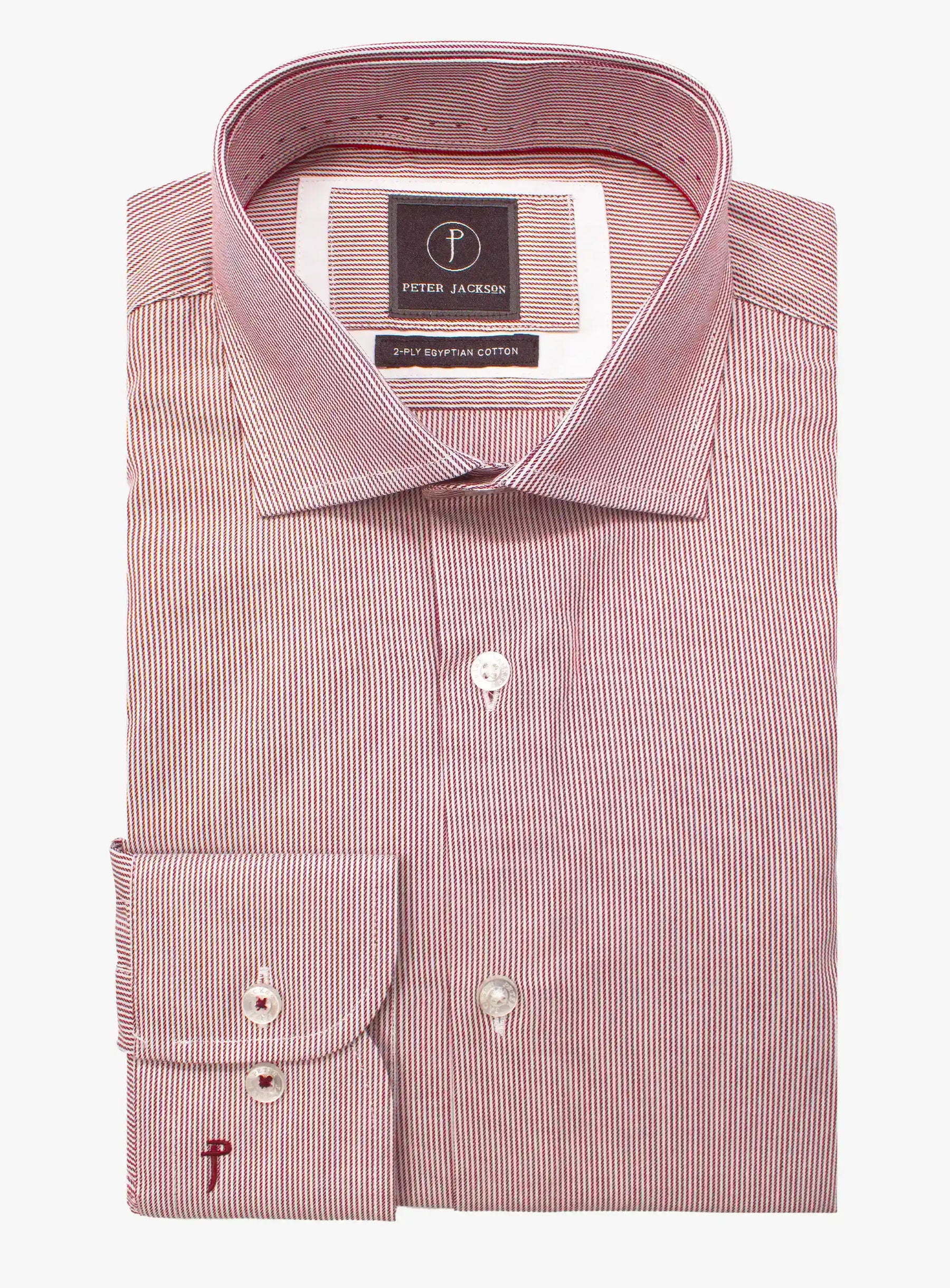 Mens Shirt Red White Stripe Cotton