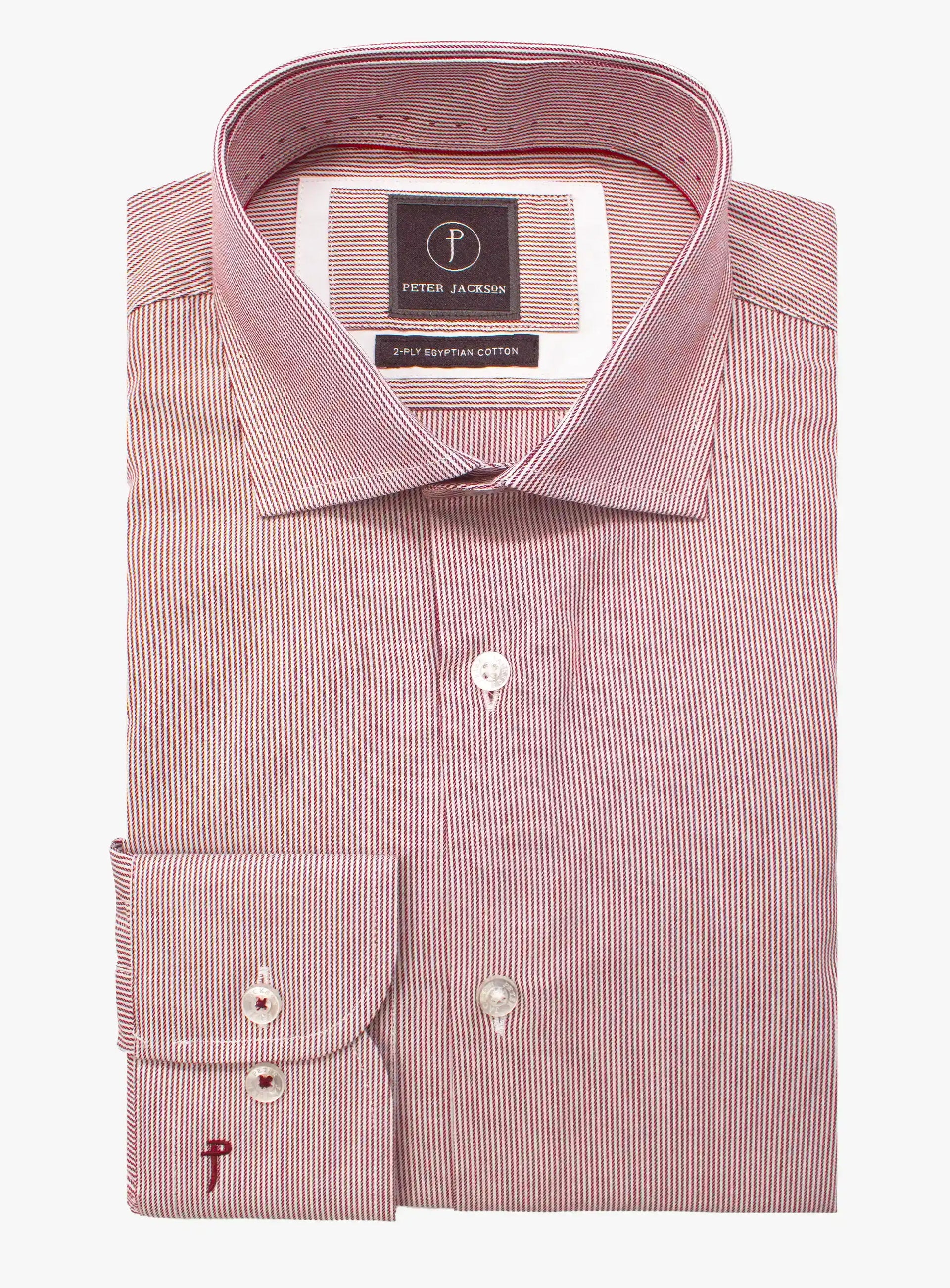 Mens Shirt Red White Stripe Cotton