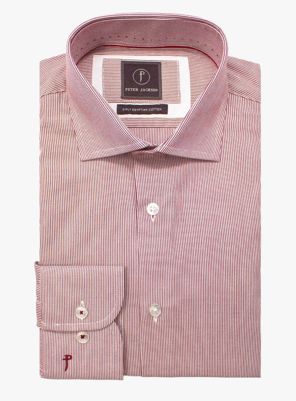 Mens Shirt Red White Stripe Cotton