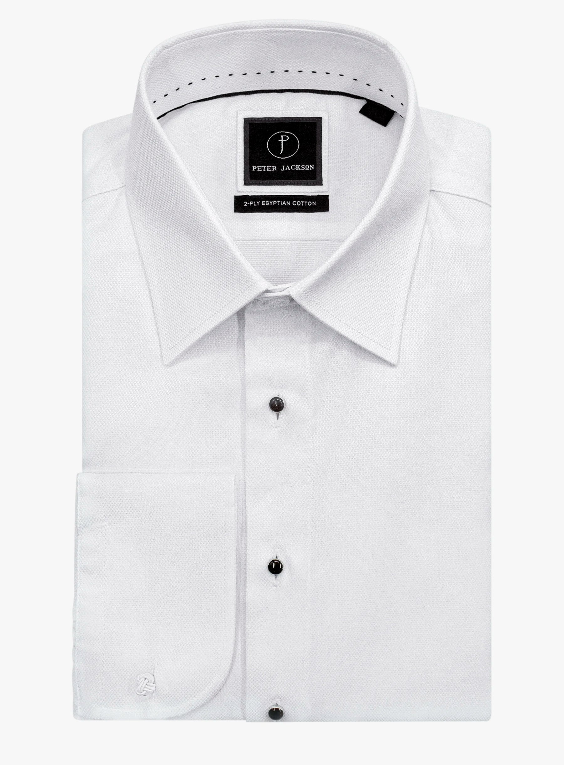Naples Textured Dinner White Shirt