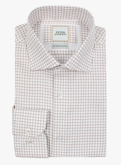 Checkered dress shirt with 'Peter Jackson' label on a white background