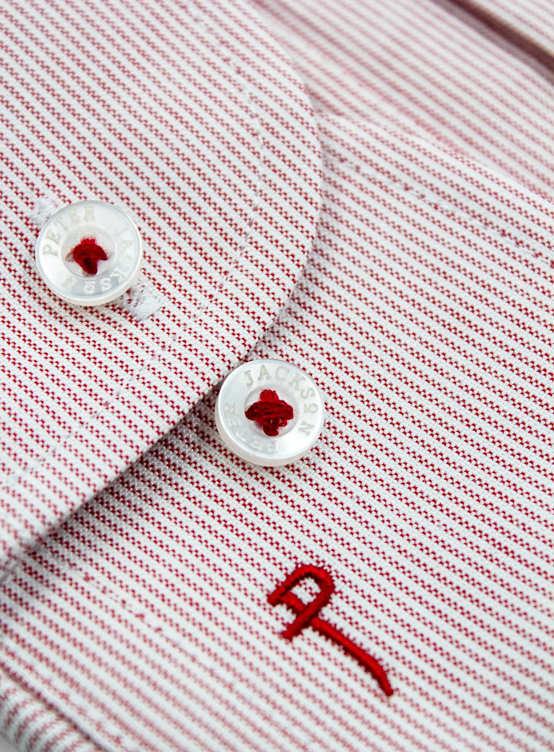 Mens Shirt Red White Stripe Cotton