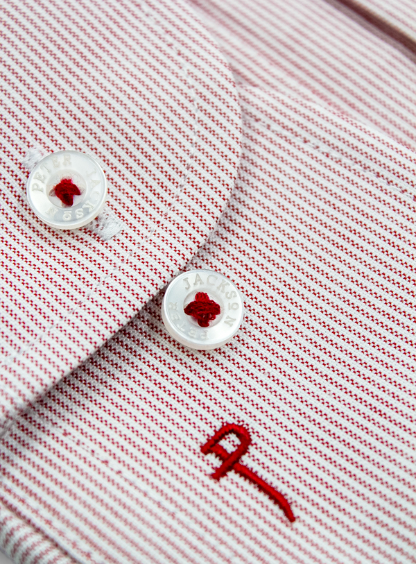 Mens Shirt Red White Stripe Cotton