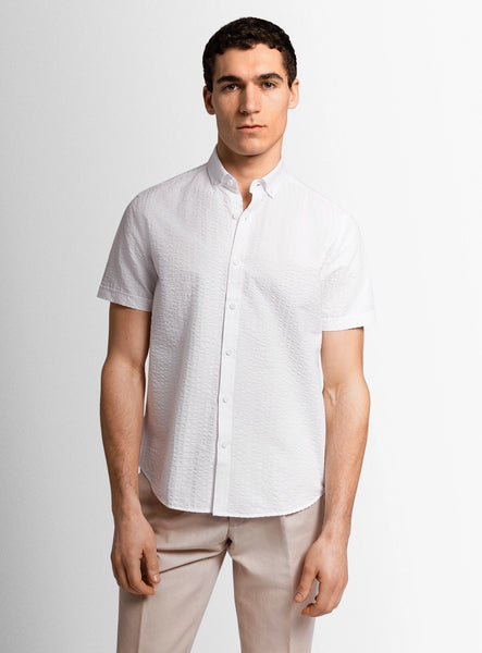 slim fit dress slacks Slim Fit White Short Sleeve Cotton Dress Shirt XL / 6 / White