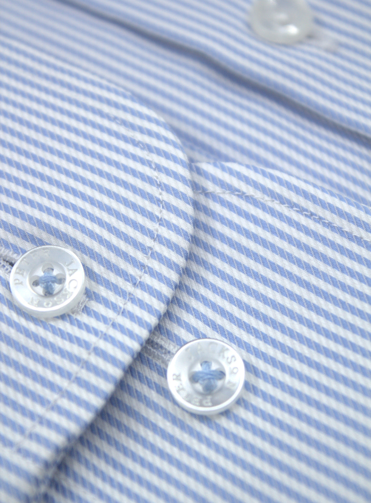 Milan fine sky blue and white stripe shirt, rounded cuff and adjustable buttons