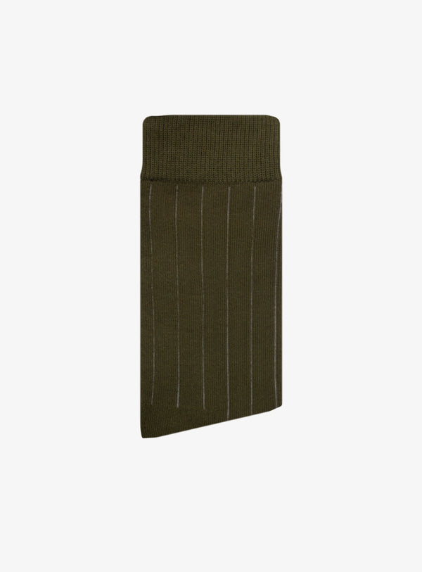 Dark green knitted pocket square on a white background