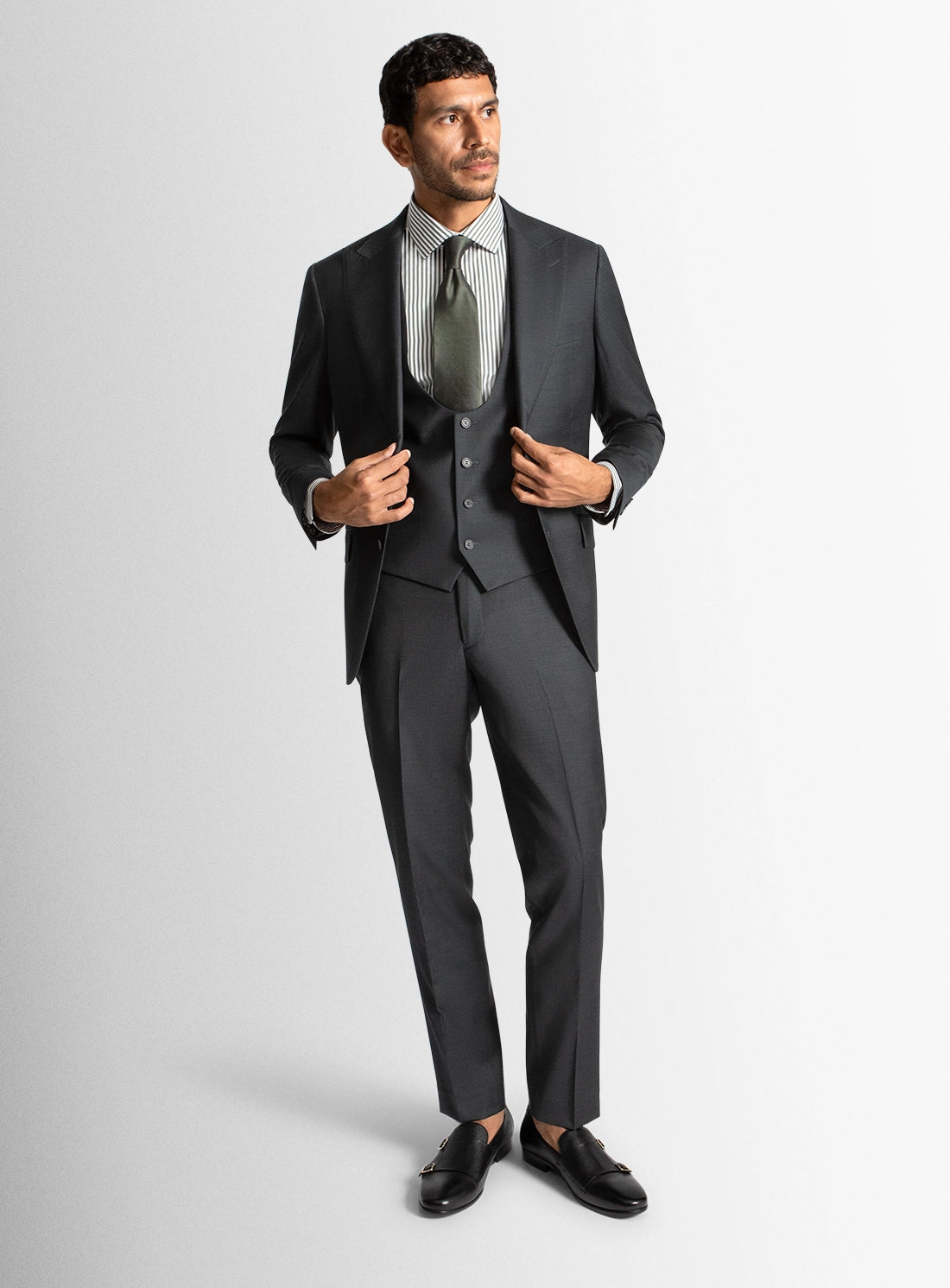 Mens Suit Green Wool