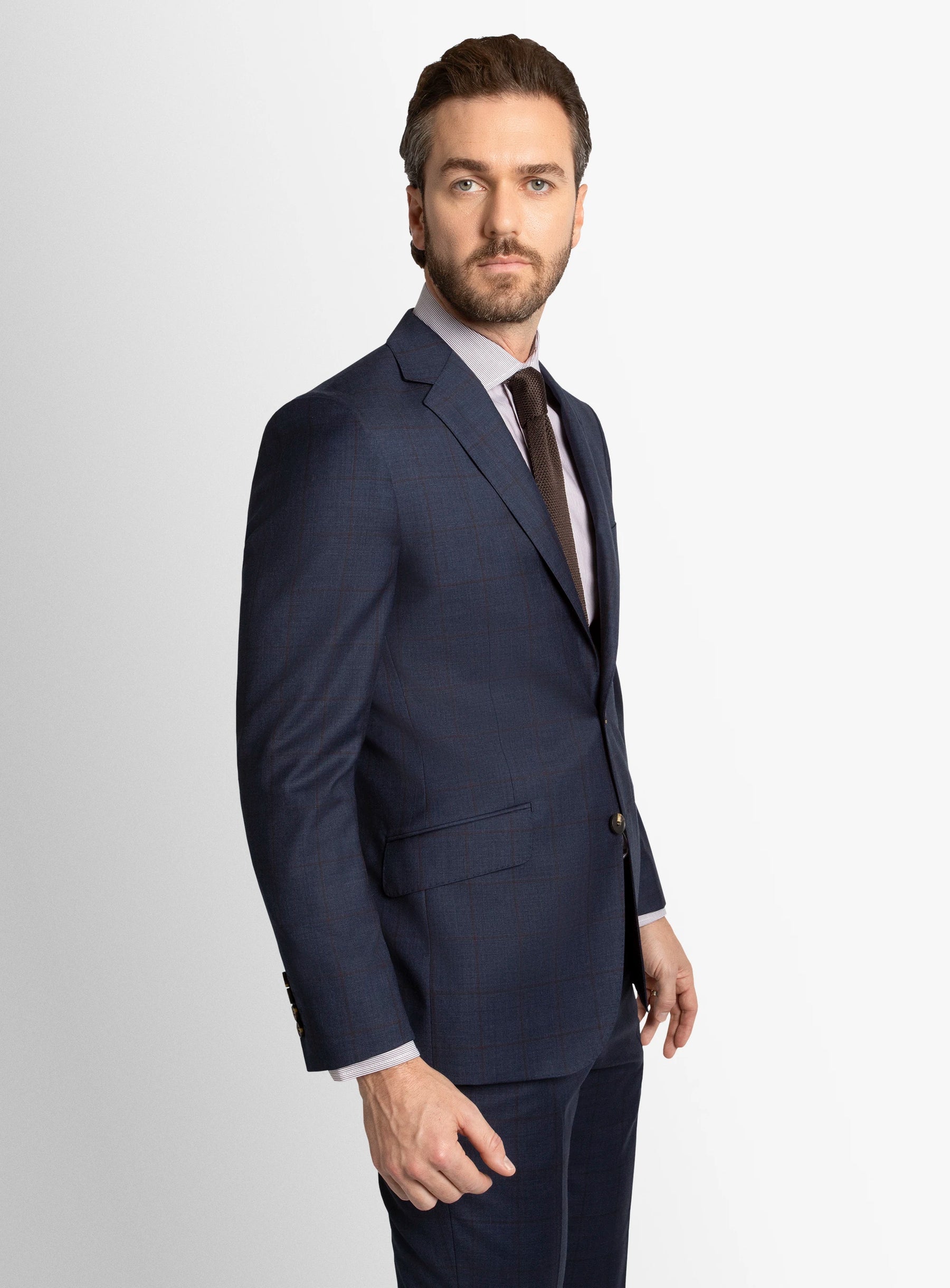 Matteo Indigo Crimson Overcheck Suit