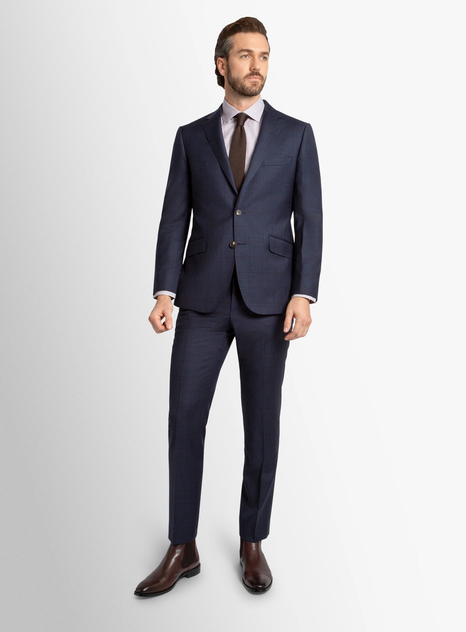 Matteo Indigo Crimson Overcheck Suit