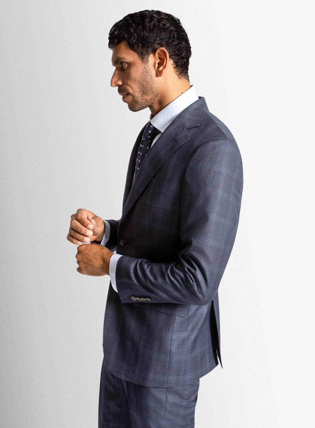 Lorenzo Basketweave Plaid Navy Suit