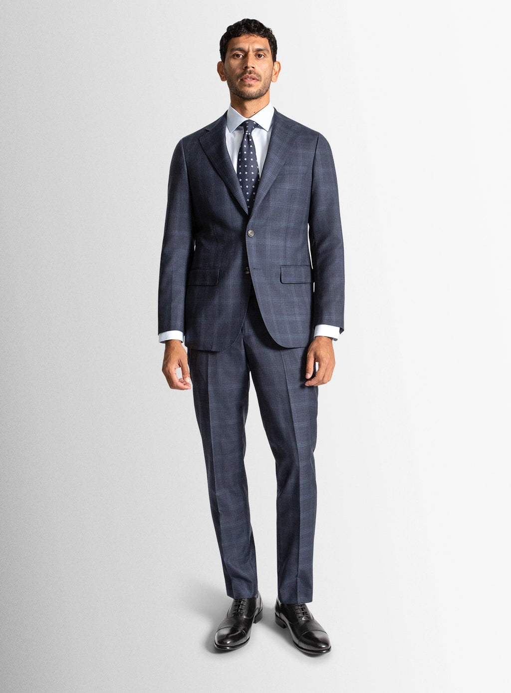 Lorenzo Basketweave Plaid Navy Suit
