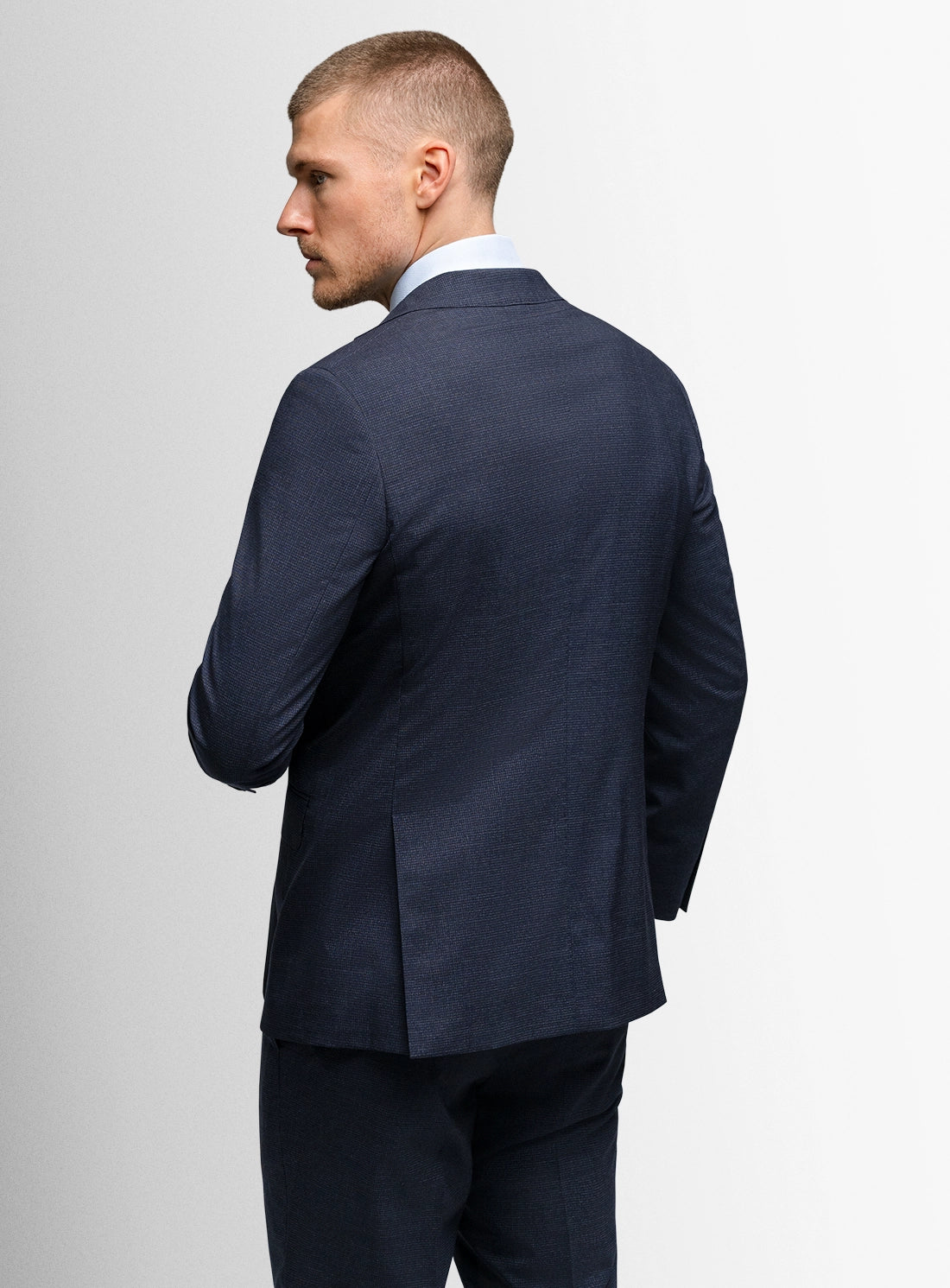 Sacrati Micro Check Navy Suit