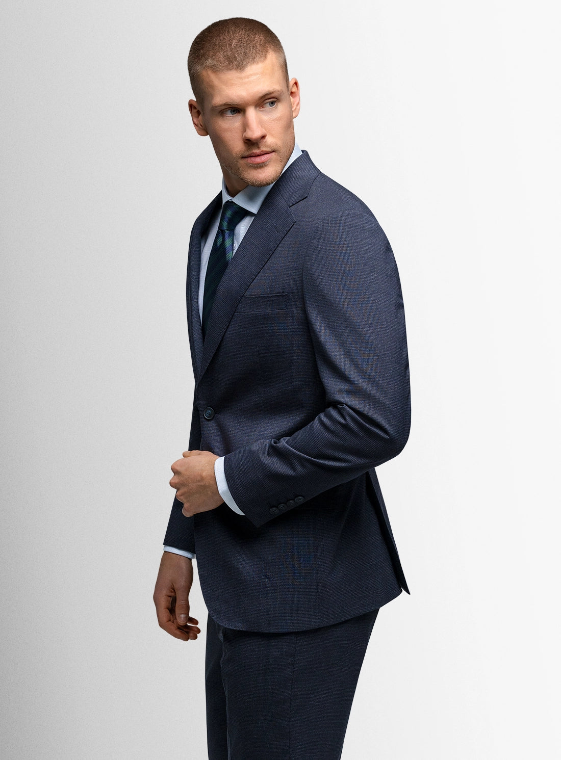 Sacrati Micro Check Navy Suit
