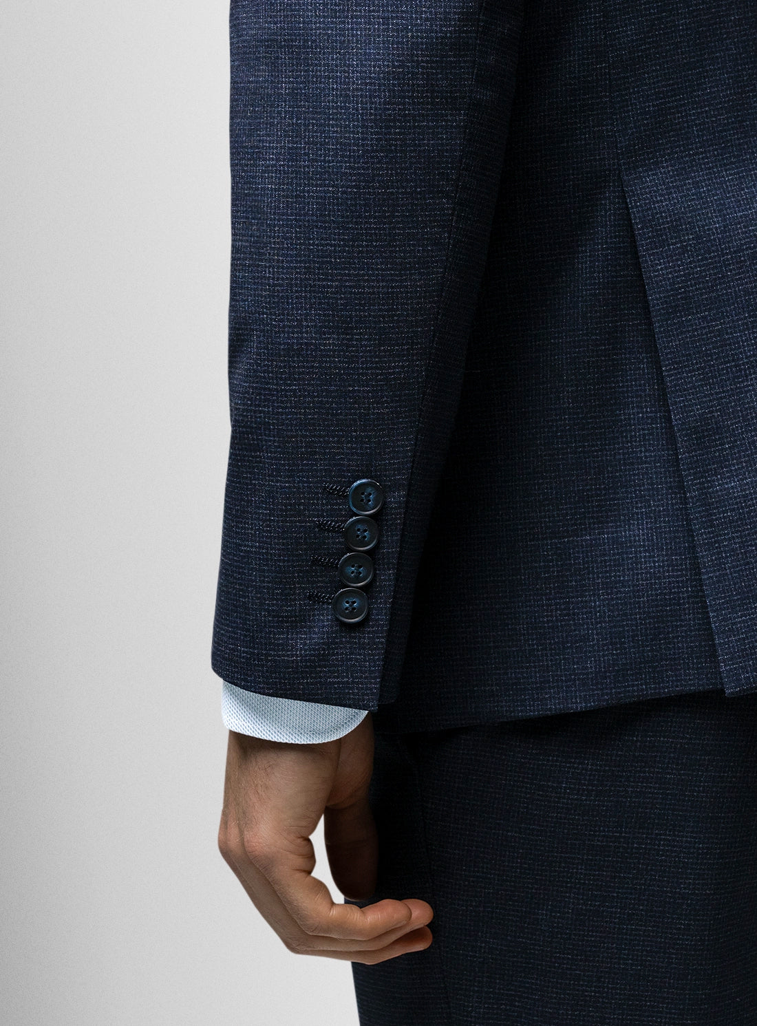 Sacrati Micro Check Navy Suit
