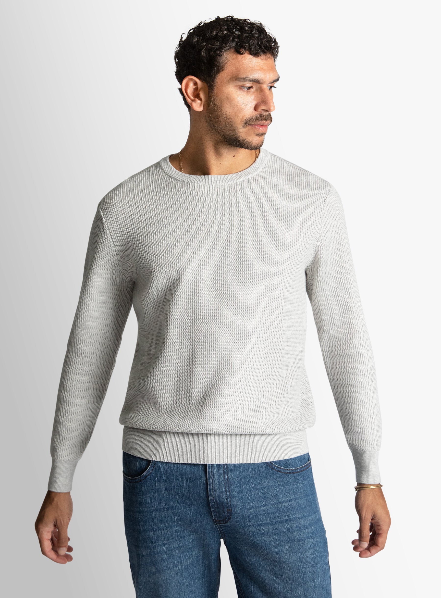 Ash Textured Rib Crew Neck
