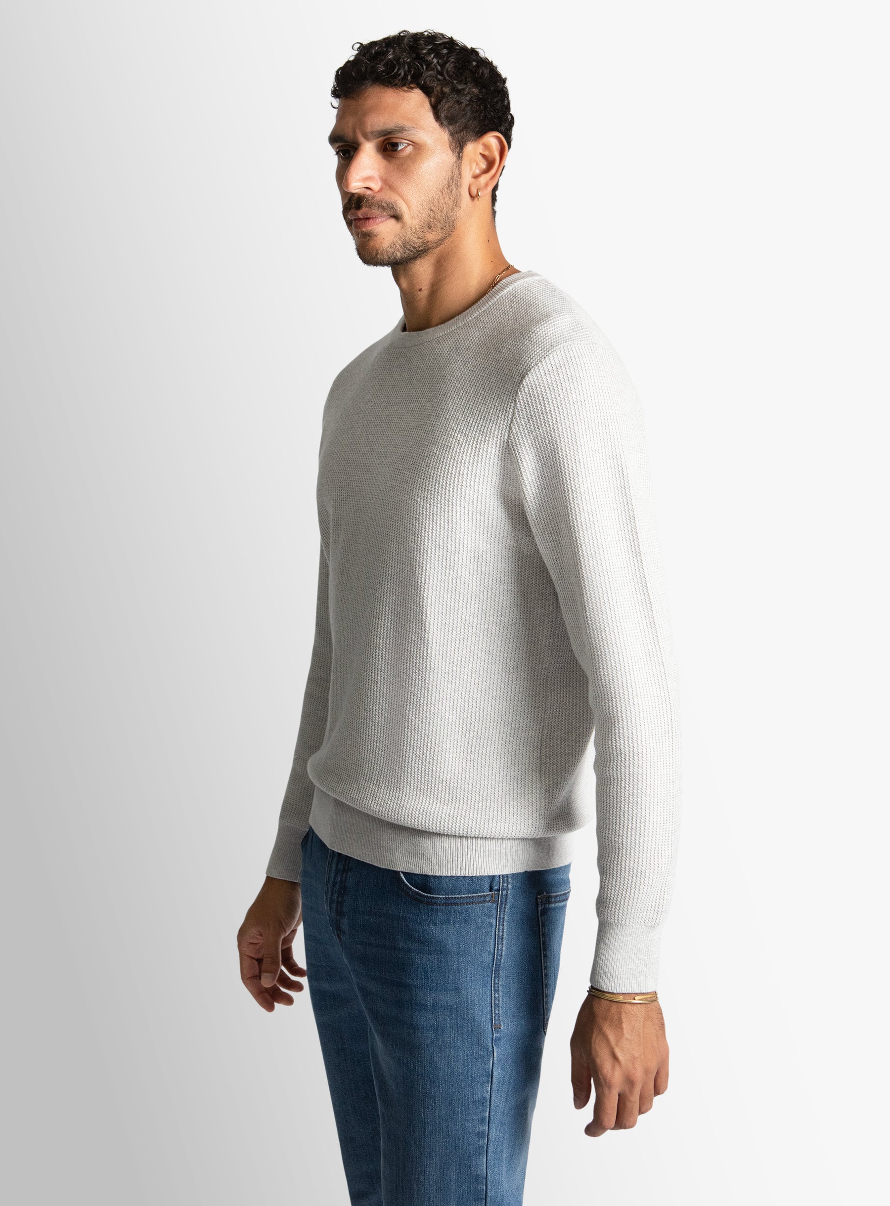 Ash Textured Rib Crew Neck
