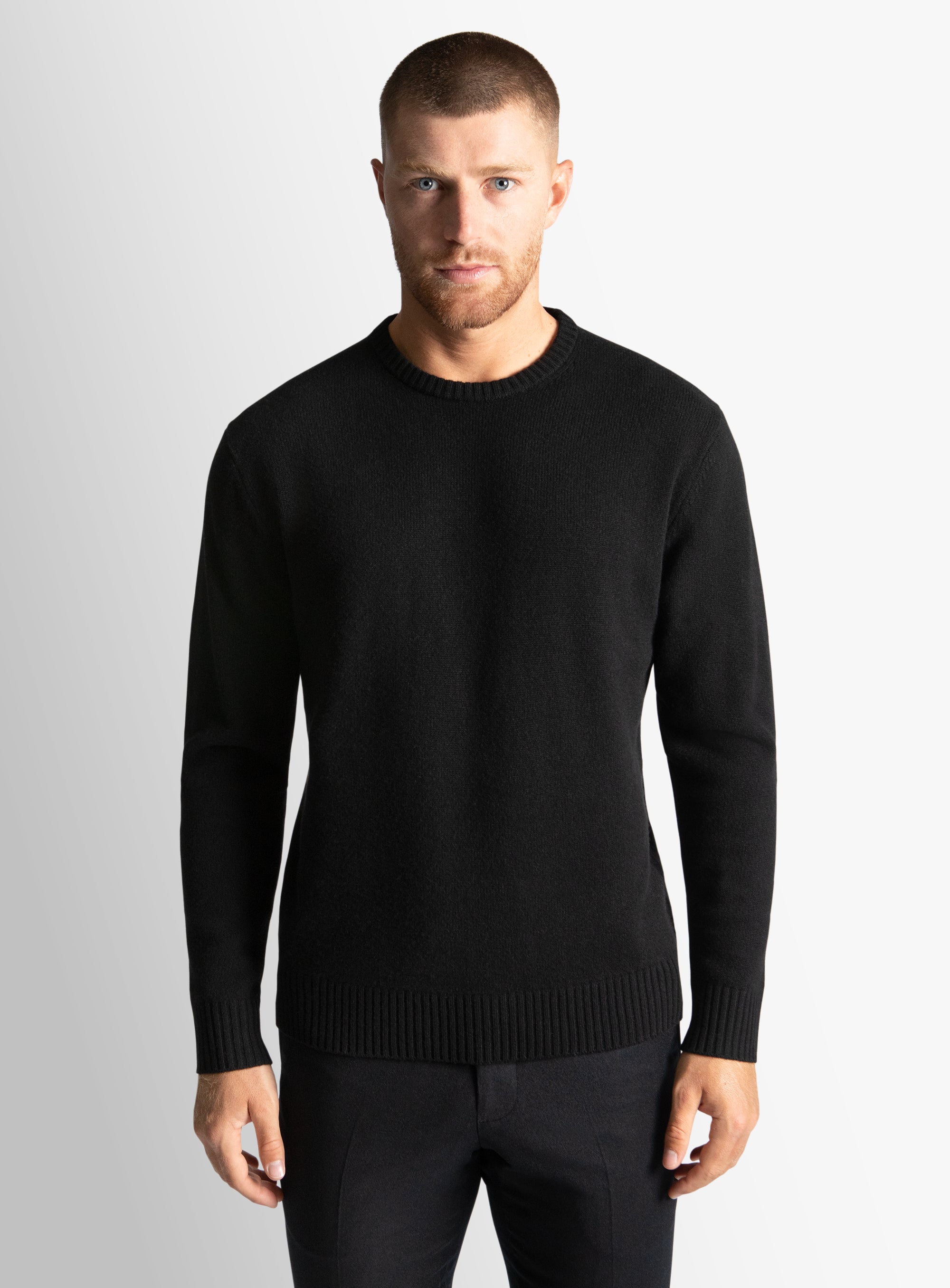 Black Wool/Cashmere Crewneck Knit