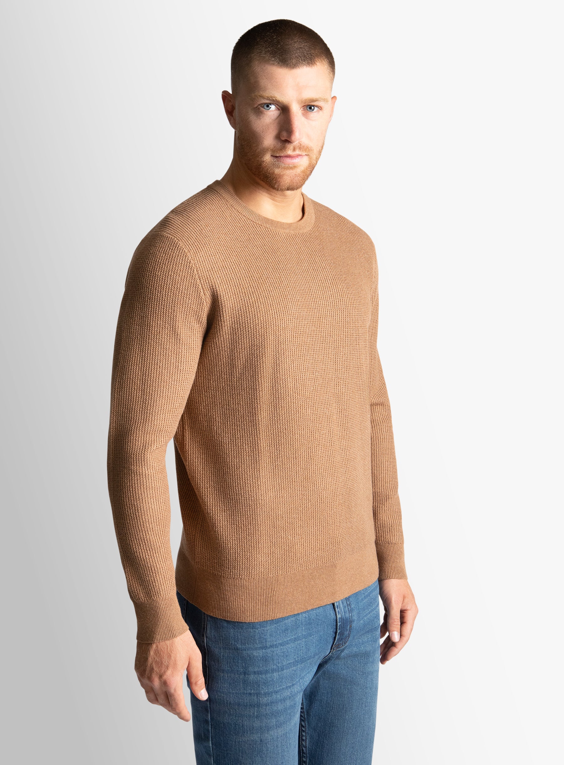 Chestnut Textured Rib Crew Neck