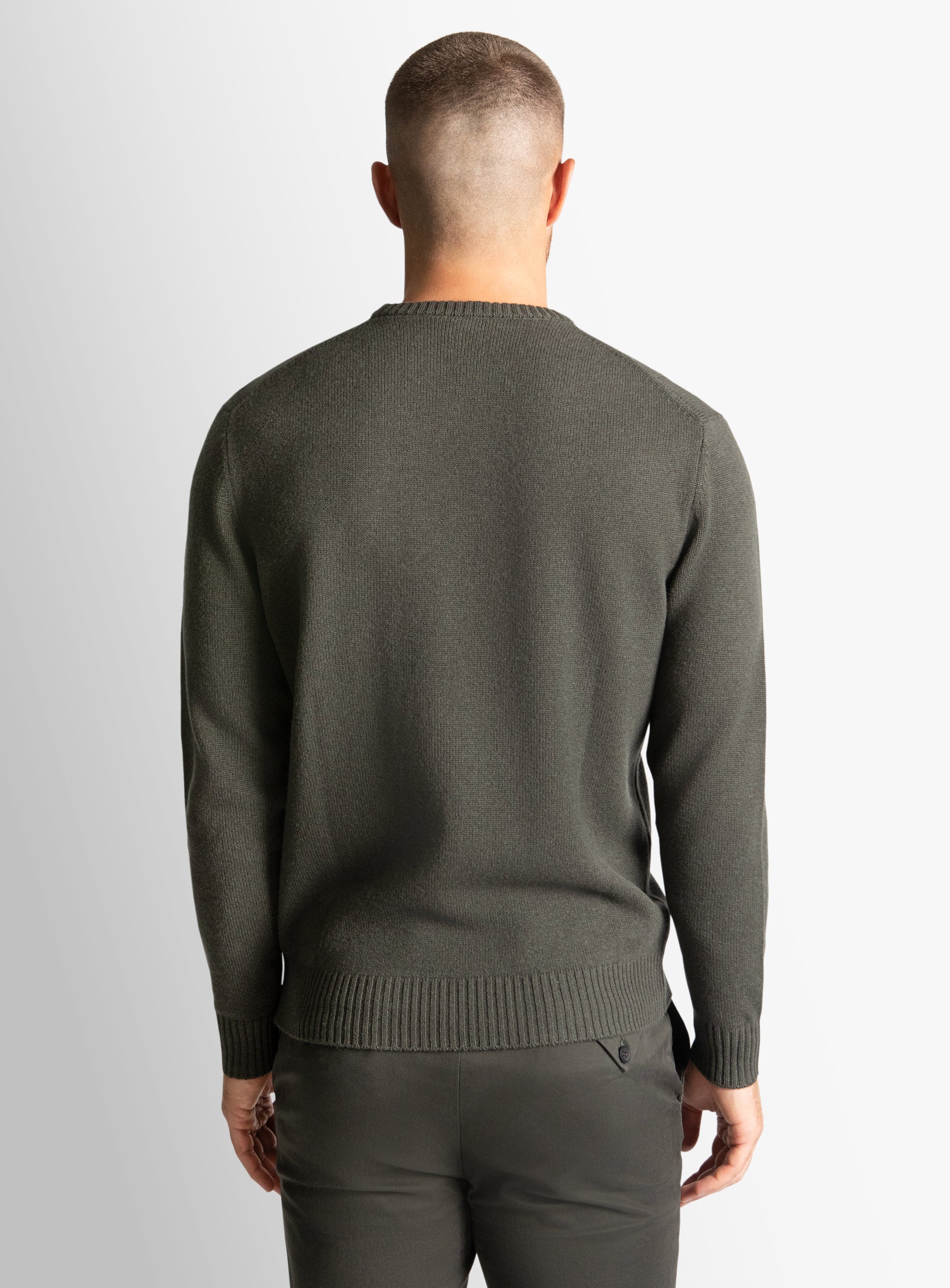 Olive Wool/Cashmere Crewneck Knit