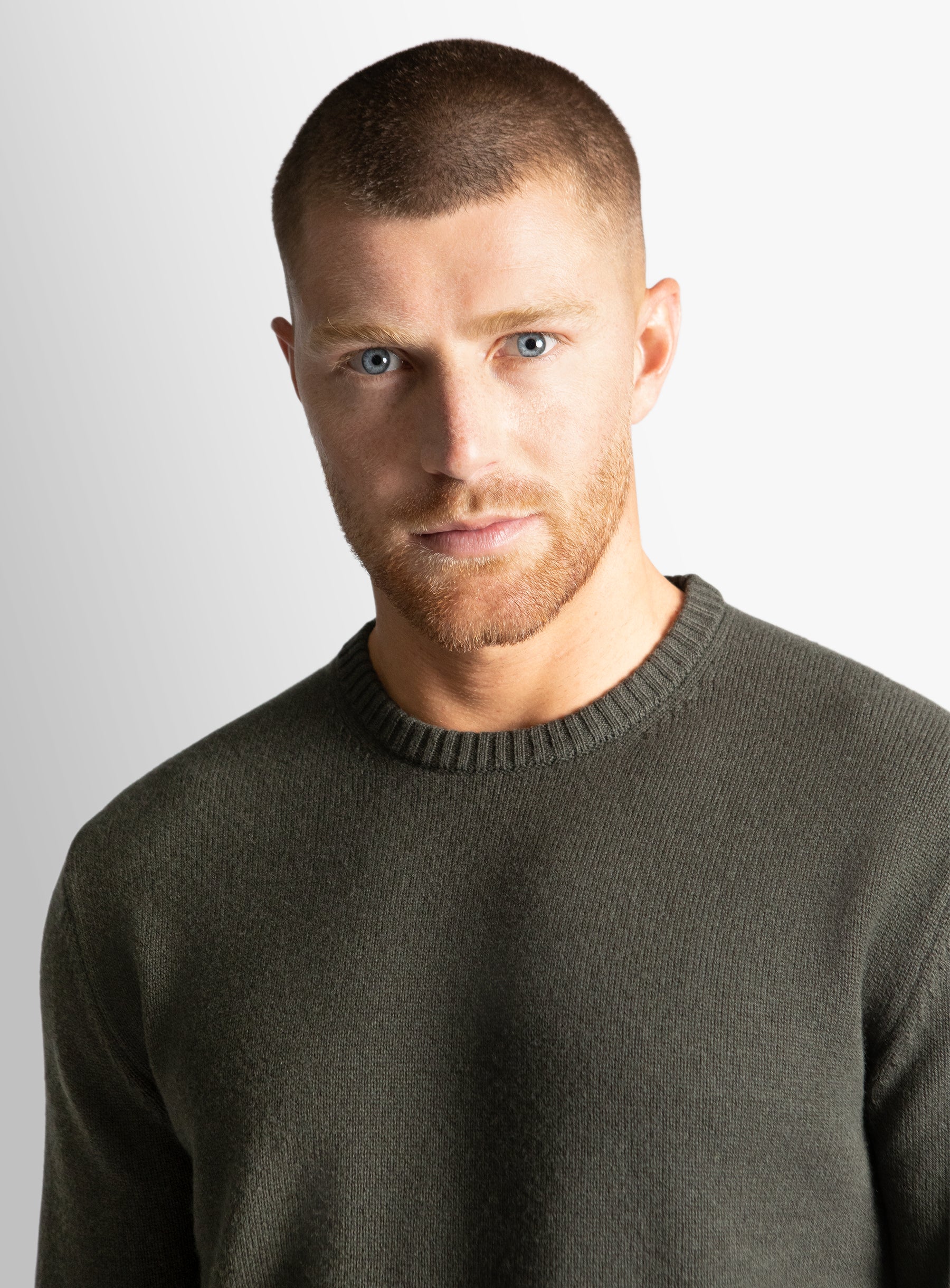 Olive Wool/Cashmere Crewneck Knit