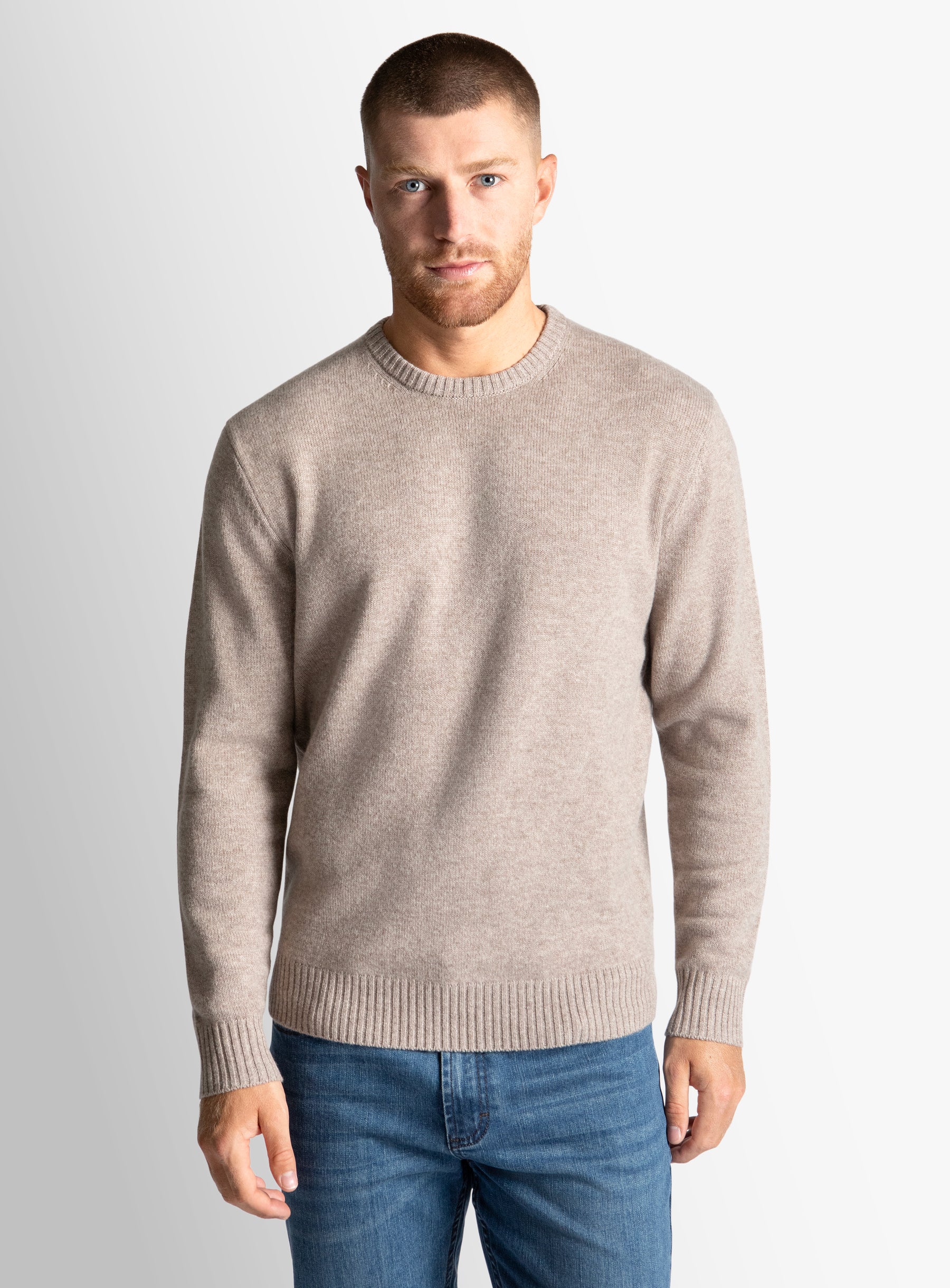 Taupe Wool/Cashmere Crewneck Knit