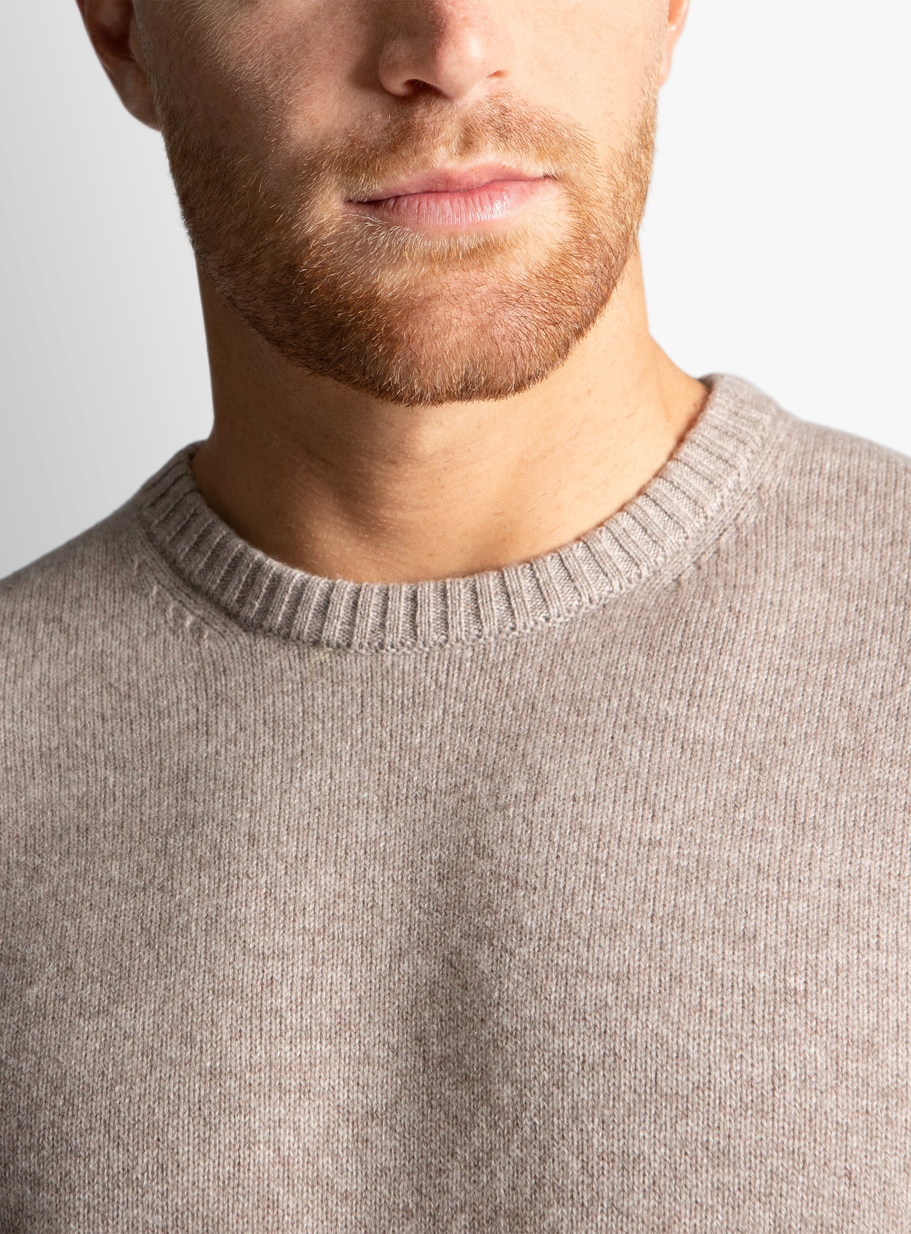 Taupe Wool/Cashmere Crewneck Knit