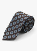 Geometric Brown & Sky Blue Silk Tie