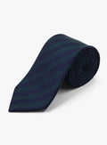 Signature Striped Green & Navy Silk Tie