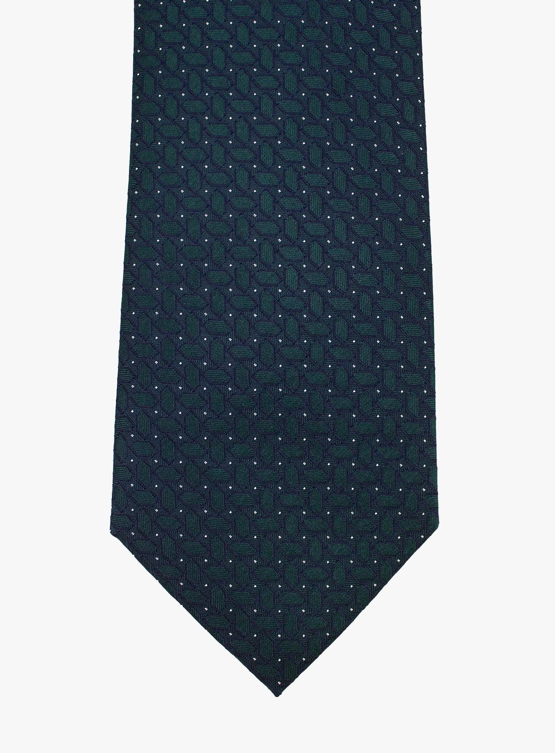 Navy blue tie with a subtle pattern on a white background