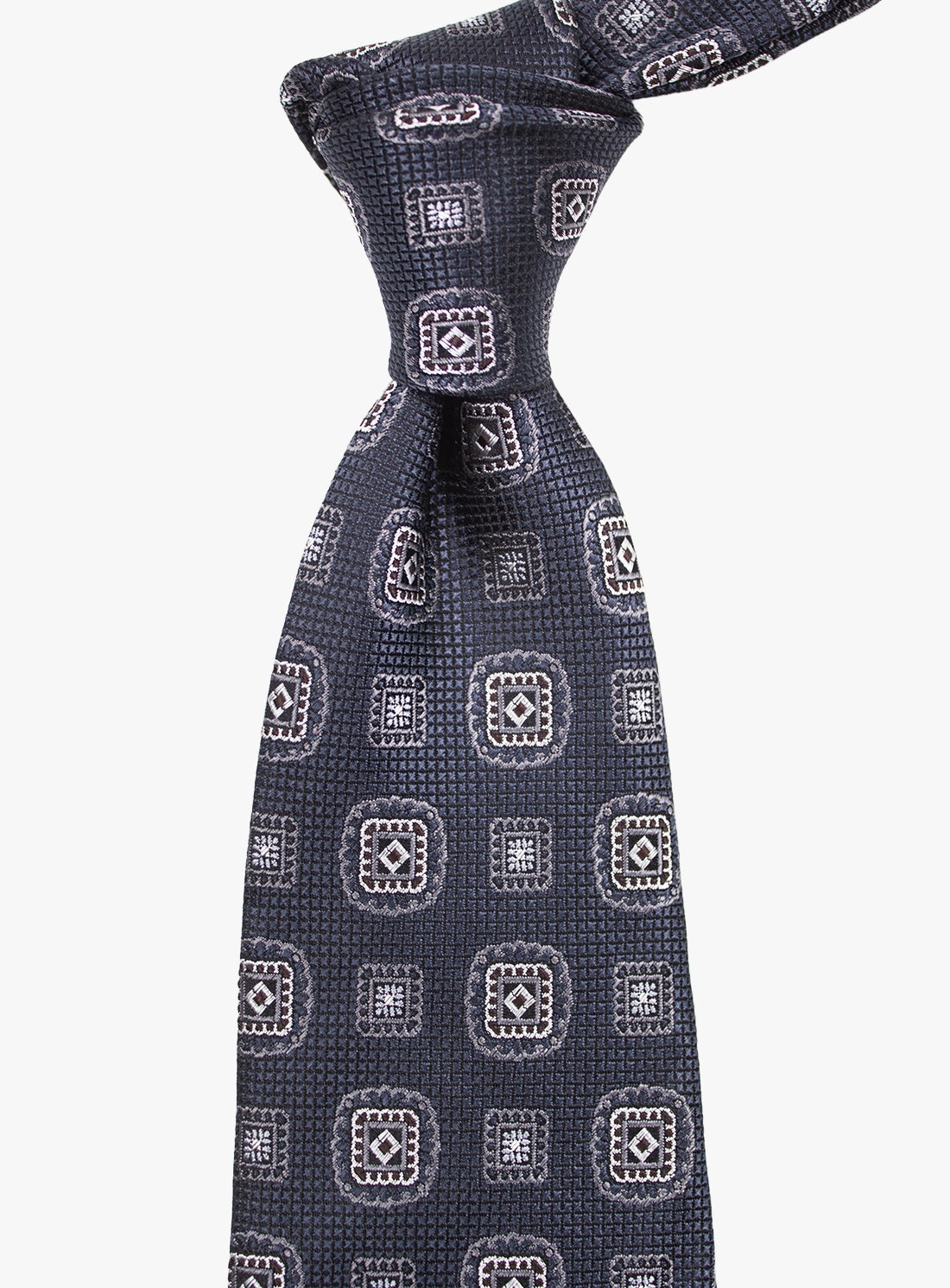 Geometric Grey Silk Tie