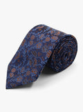Floral Navy & Copper Brown Silk Tie