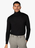 Merino Wool Black Turtleneck Knit