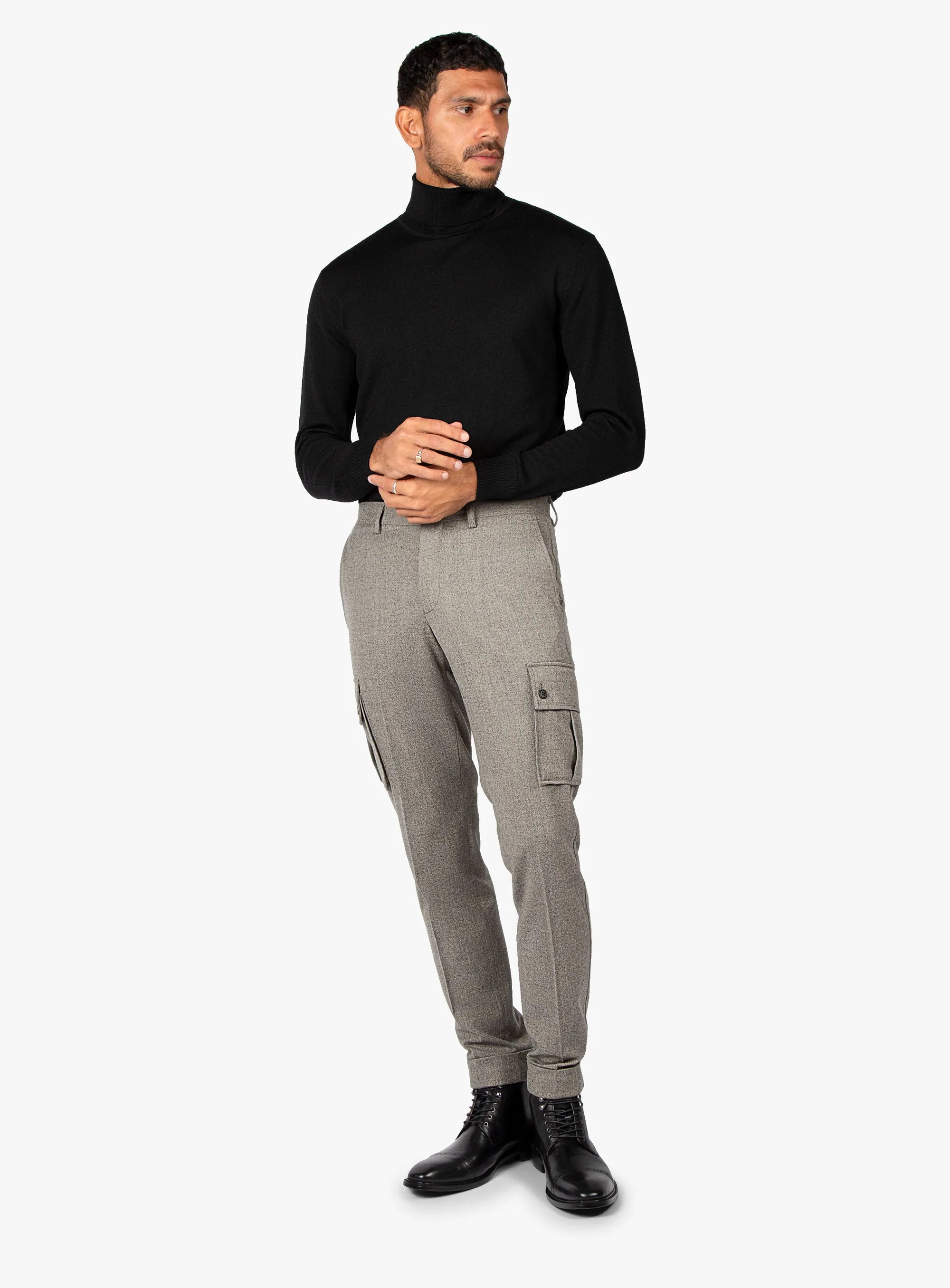 Merino Wool Black Turtleneck Knit