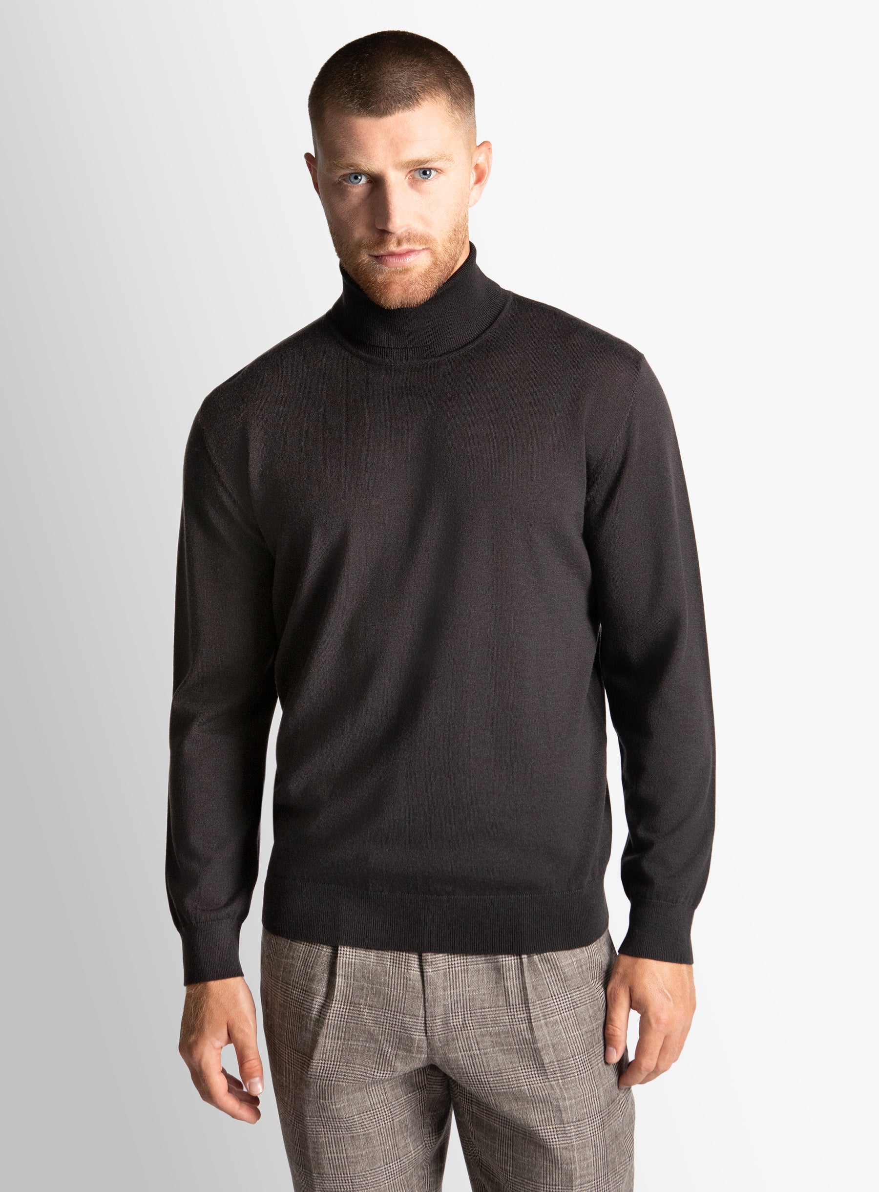 Merino Wool Brown Turtleneck Knit