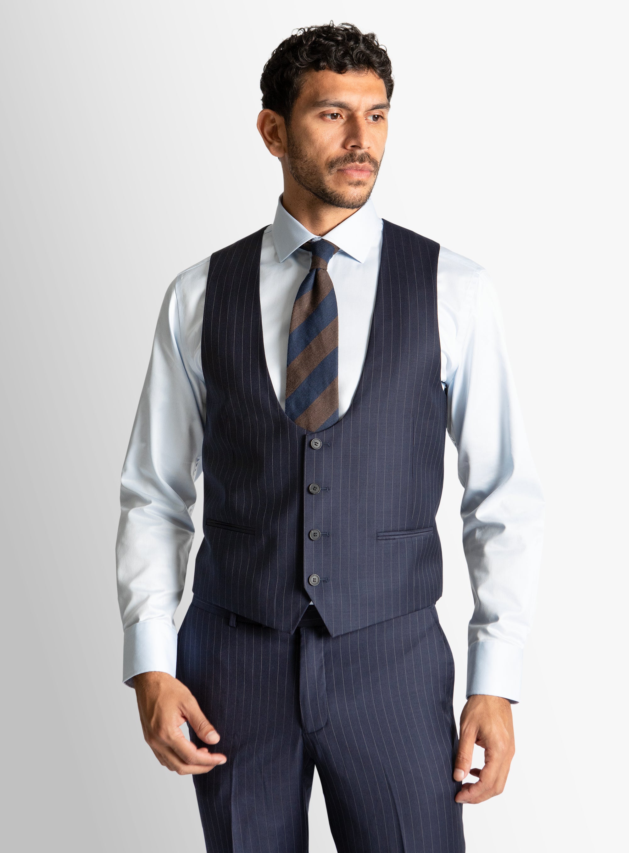 Ortona Navy Pinstripe Vest